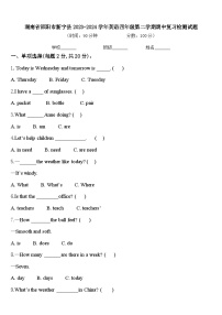 湖南省邵阳市新宁县2023-2024学年英语四年级第二学期期中复习检测试题含答案