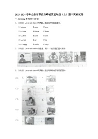 2023-2024学年山东省枣庄市峄城区五年级上学期期中英语试卷（含答案）