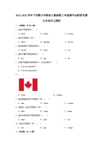 名词词义辨析  2023-2024学年 小学英语 三年级下学期 期中必刷常考题