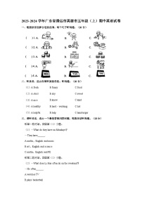 2023-2024学年广东省清远市英德市五年级上学期期中英语试卷（含答案）