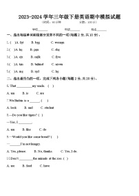 期中（模拟试题）-2023-2024学年人教PEP版英语三年级下册+