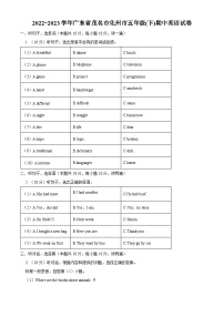 2022-2023学年广东省茂名市化州市外研版（三起）五年级下册期中学科知识质量展示英语试卷（原卷版+解析版）