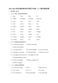 2023-2024学年河南省郑州市中原区六年级上学期期中英语试卷（含答案）