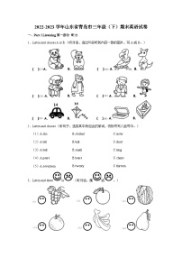 山东省青岛市2022-2023学年三年级下学期期末英语试题