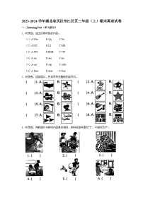 2023-2024学年湖北省武汉市江汉区三年级（上）期末英语试卷