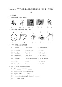 2021-2022学年广东省湛江市经开四中五年级（下）期中英语试卷