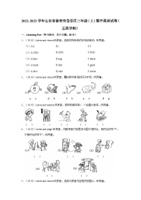 山东省泰安市岱岳区2022-2023学年三年级上学期期中英语试题