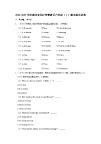 2021-2022学年湖北省武汉市黄陂区六年级上学期期末英语试卷（含答案）