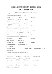 专题04 语法精选100题-2023-2024学年译林版五年级上册英语期末复习常考易错题型分类汇编