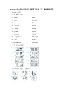 浙江省台州市玉环市2023-2024学年五年级上学期期末英语试题（含答案）