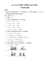 2023-2024学年山东省济宁市嘉祥县人教PEP版六年级下册期中质量检测英语试卷（原卷版+解析版）