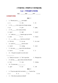 Unit 3 单项选择专项训练-2023-2024学年译林版六年级英语上学期单元专项突破训练