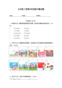 五年级英语下册期中阶段练习测试题（教科版广州）