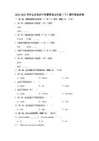 2022-2023学年山东省济宁市嘉祥县五年级（下）期中英语试卷