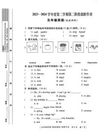 陕西省咸阳市永寿县上邑乡岑上小学2023-2024学年五年级下学期4月期中英语试题