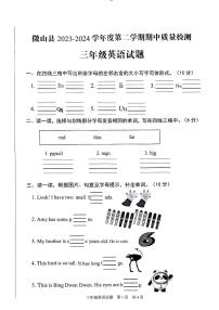 山东省济宁市微山县2023-2024学年三年级下学期期中英语试题