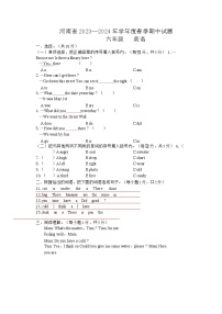 河南省驻马店市确山县2023-2024学年六年级下学期4月期中英语试题