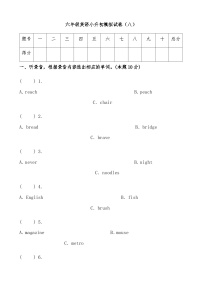 六年级英语小升初模拟试卷（八）（人教PEP，有答案，有听力音频及听力材料）