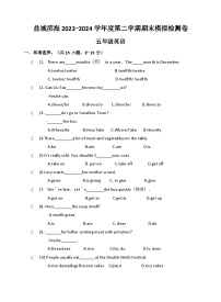 盐城滨海2023-2024学年度第二学期英语期末模拟检测卷