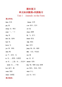 期末复习+单元知识梳理+巩固练习+Unit+1++三年级英语下册+冀教版（三起）含答案