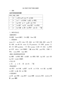 小学英语三年级下册词汇、句式梳理-全册：话题区分 (人教PEP版）