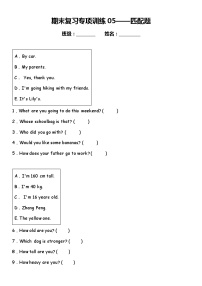 匹配题（试题） 2023-2024学年人教PEP版英语六年级下册 专练