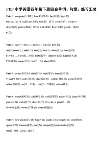 【期末复习】小学英语人教版PEP四年级下册素材-单词、句型、练习汇总（讲义）