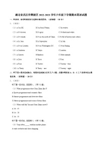 湖北省武汉市黄陂区2022-2023学年六年级下学期期末英语试题（含答案）