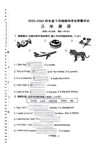 辽宁省沈阳市2023-2024学年三年级下学期期末英语试题