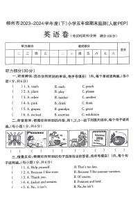 广西壮族自治区柳州市2023-2024学年五年级下学期期末英语试题