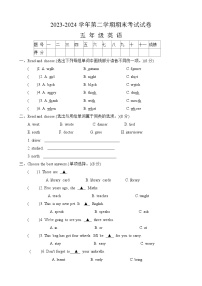 河南省周口市太康县2023-2024学年五年级下学期期末英语试题