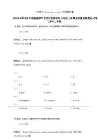 [英语]2023-2024学年湖南省邵阳市武冈市湘鲁版六年级上册期末质量检测英语试卷