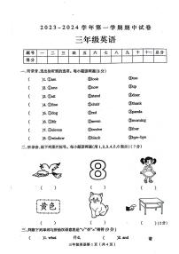 河南省周口市郸城县校联考2023-2024学年三年级上学期期中英语试题