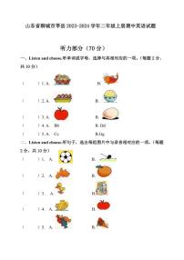 [英语][期中]山东省聊城市莘县2023～2024学年二年级上学期期中英语试题(有答案无听力音频)