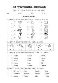 期末 （试题） -2024-2025学年人教PEP版（2024）英语三年级上册.1