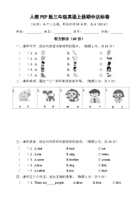 期中（试题） -2024-2025学年人教PEP版（2024）英语三年级上册