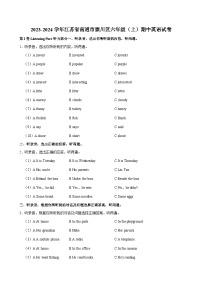 江苏省南通市崇川区2023-2024学年六年级上学期期中英语试卷