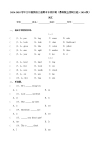 词汇-2024-2025学年三年级英语上册期中专项冲刺（鲁科版五四制三起·2024秋）