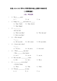 单选-2024-2025学年小学英语四年级上册期中冲刺专项（人教精通版）