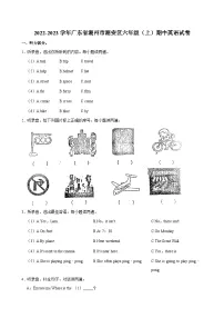 广东省潮州市潮安区2022-2023学年六年级上学期期中英语试卷