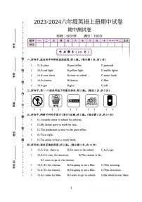 山东省临沂市河东区多校2023-2024学年六年级上学期期中英语试题