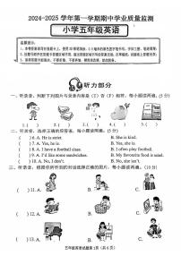 山东省临沂市兰山区多校2024-2025学年五年级上学期期中英语试题