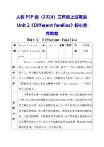 人教版PEP（2024）三年级上册（2024）Unit2 Different families教案