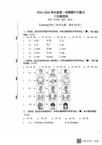 海南省陵水黎族自治县2024-2025学年三年级上学期期中英语试题