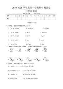 河南省周口市沈丘县中英文学校等2024-2025学年三年级上学期11月期中英语试题