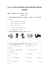 2022-2023学年江苏徐州沛县五年级上册英语期中试卷及答案译林版