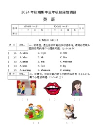 河南省南阳市淅川县2024-2025学年三年级上学期期中阶段性调研英语试卷