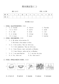 期末测试卷(二)(试卷)-2024-2025学年人教PEP版英语五年级上册