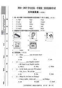 四川省遂宁市船山区多校2024-2025学年五年级上学期期中英语试题