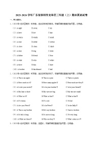 2023-2024学年广东省深圳市龙华区三年级（上）期末英语试卷